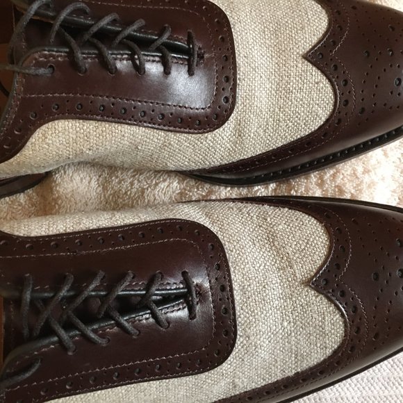 ALLEN EDMONDS STRAWFUT BALMORALS.  LEATHER AND LINEN.  NEW IN BOX main image 5